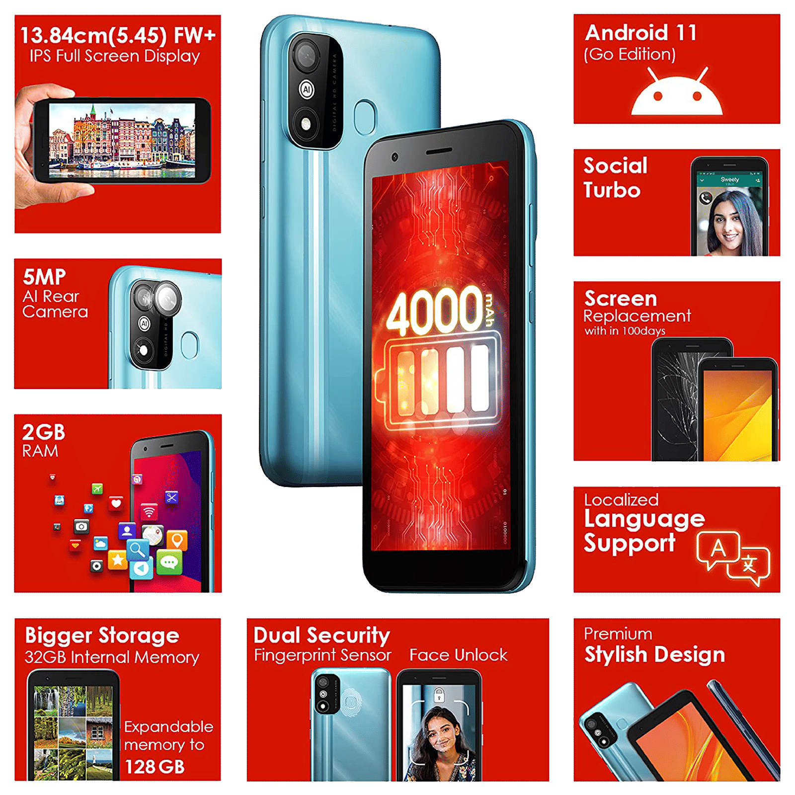 Buy Itel A27 (2GB RAM, 32GB, Crystal Blue) Online - Croma